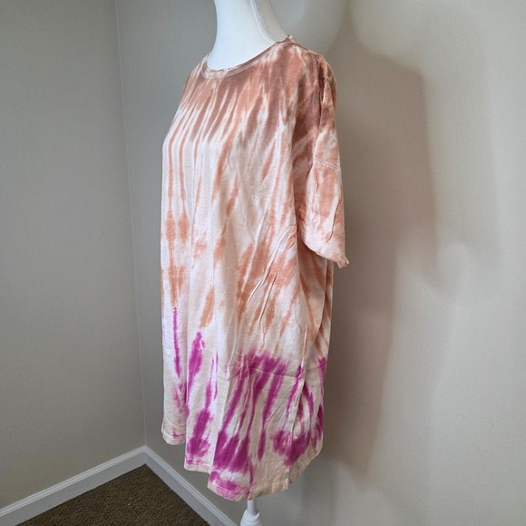 Z Supply Tie Dye T-Shirt Dress Orange Pink Cotton Womens Small NWT - Picture 3 of 6